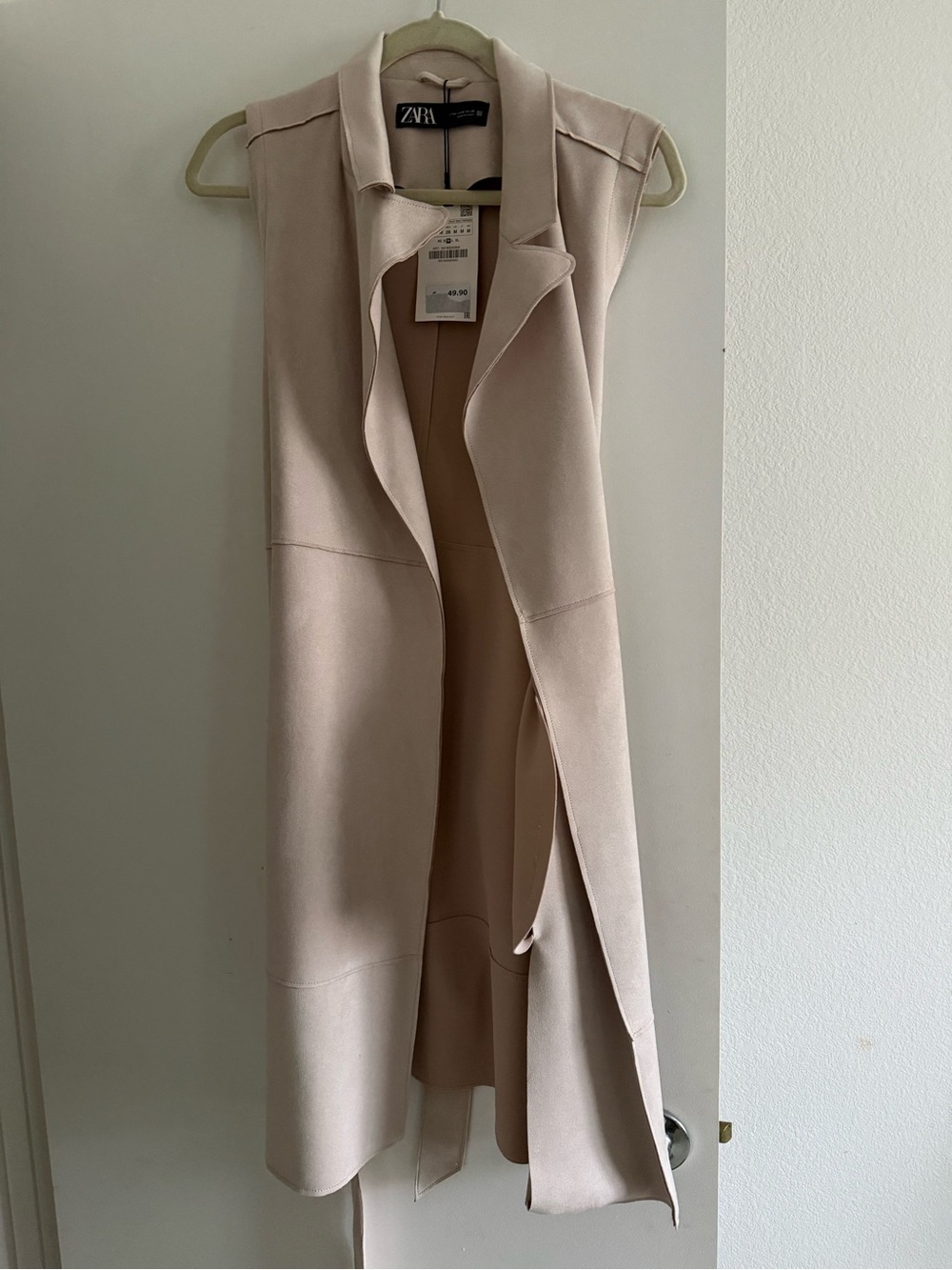 ZARA Cream Sleeveless Drape Trench Vest